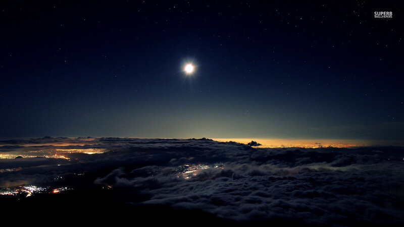 Moon over City Lights