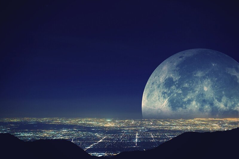 Moon over City