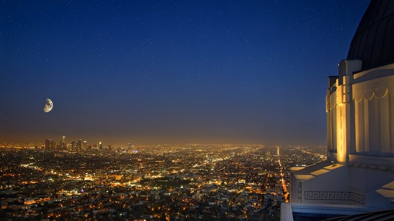 Moon over Cityscape — Blue