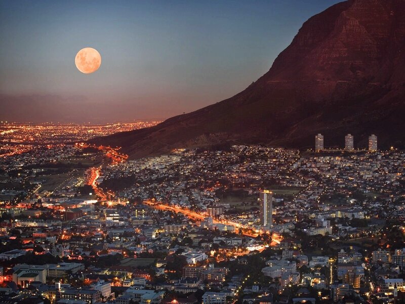 Moon over Cityscape — Orange