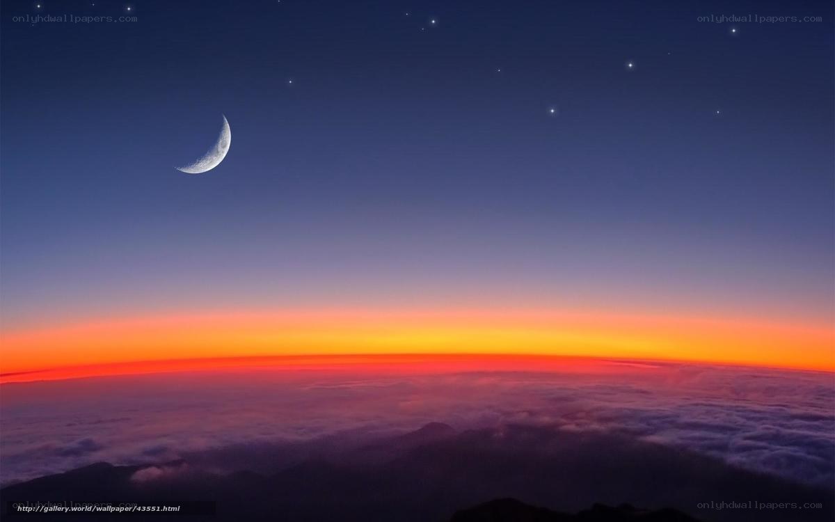 Moon over cloud horizon