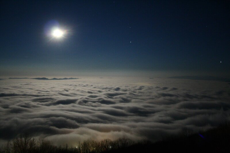 Moon over cloud sea