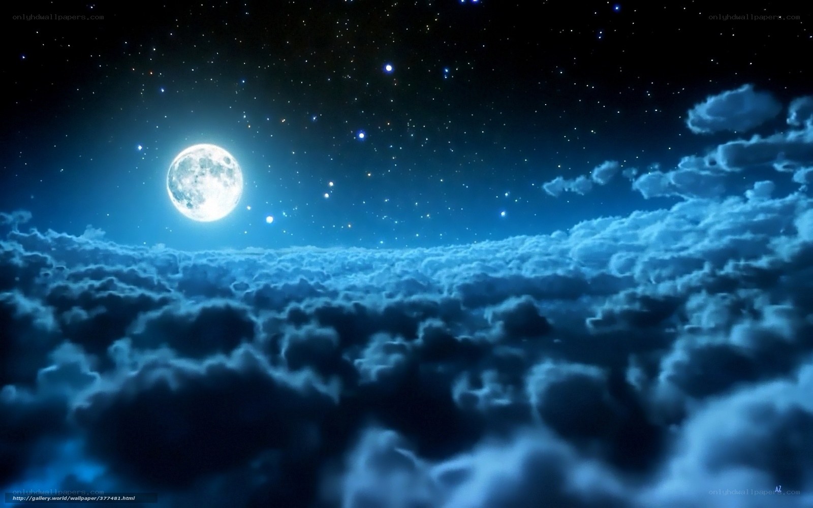 Moon over Clouds at Night