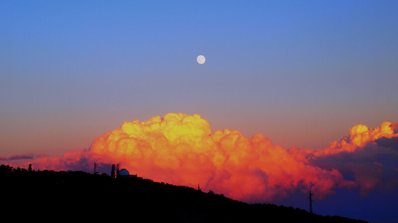 Moon over Clouds — Blue, Dramatic