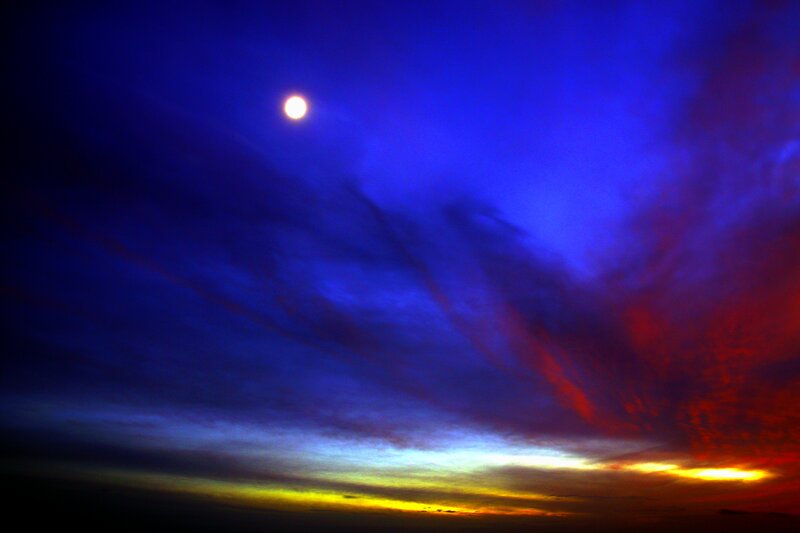Moon over Colorful Sky