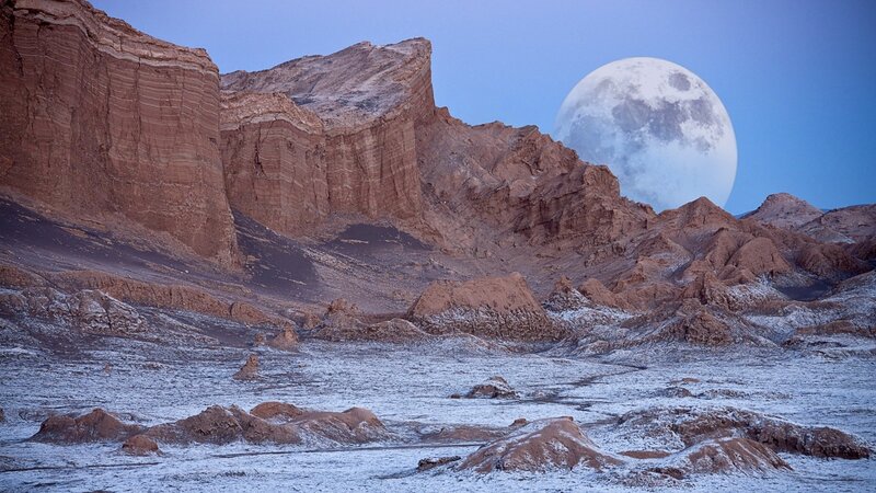 Moon over Desert Canyon — Blue, Dramatic