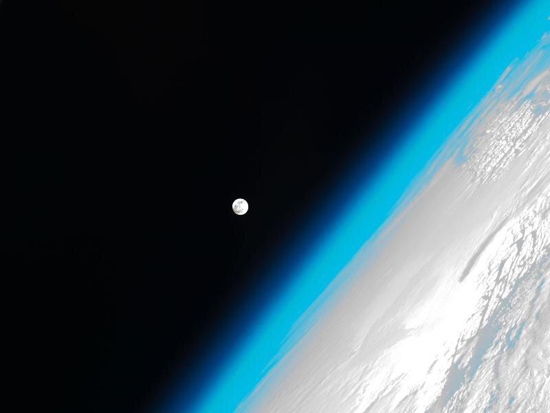 Moon over Earth — Blue