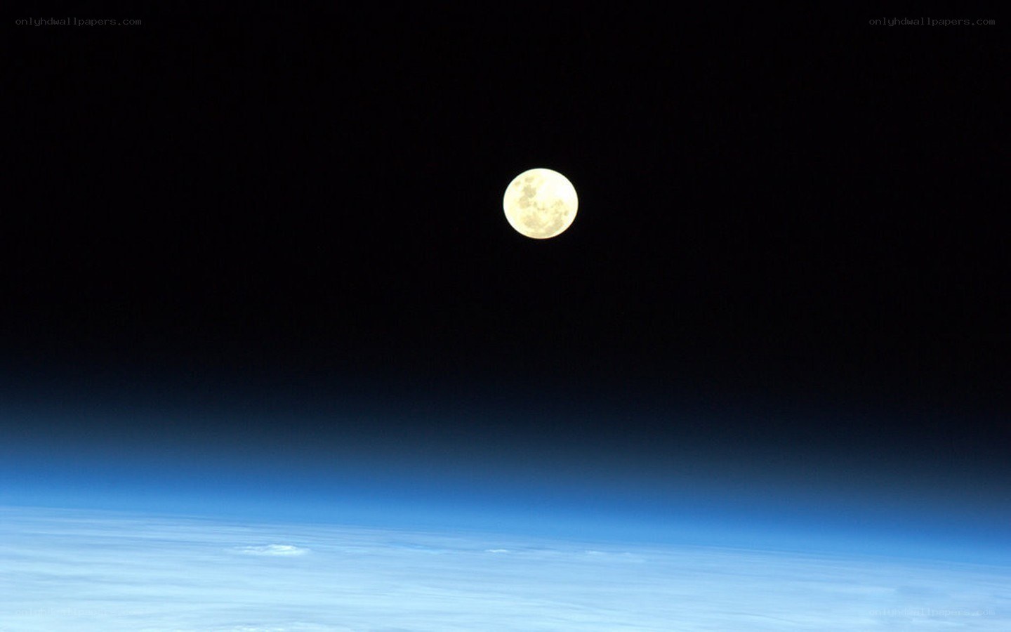 Moon over Earth from space