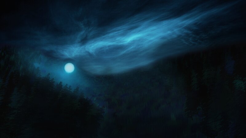 Moon over Forest — Blue, Dark