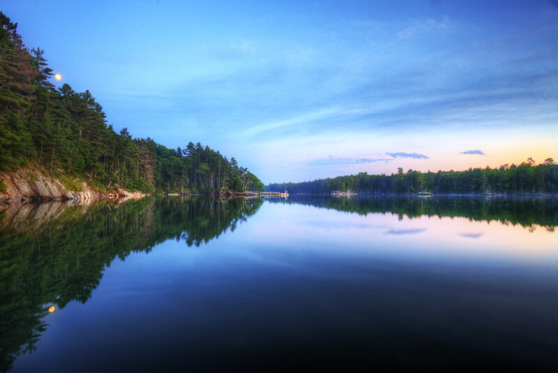 Moon over Forest Lake — Blue