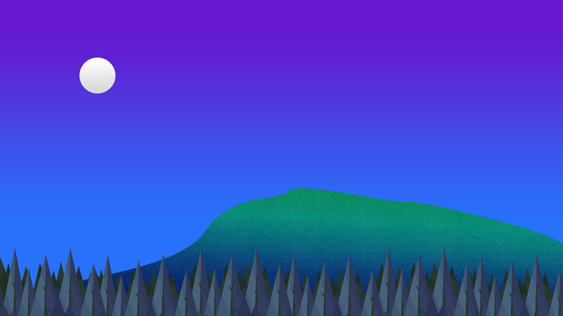 Moon over Forested Hill