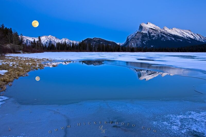 Moon over Frozen Lake — Blue