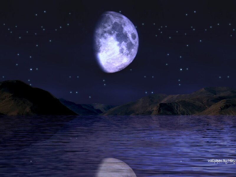 Moon over Lake — Purple