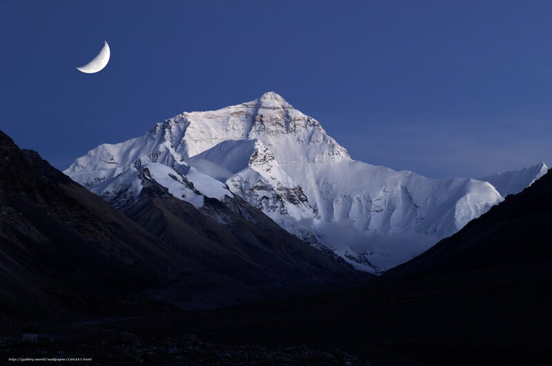 Moon over Mount Everest