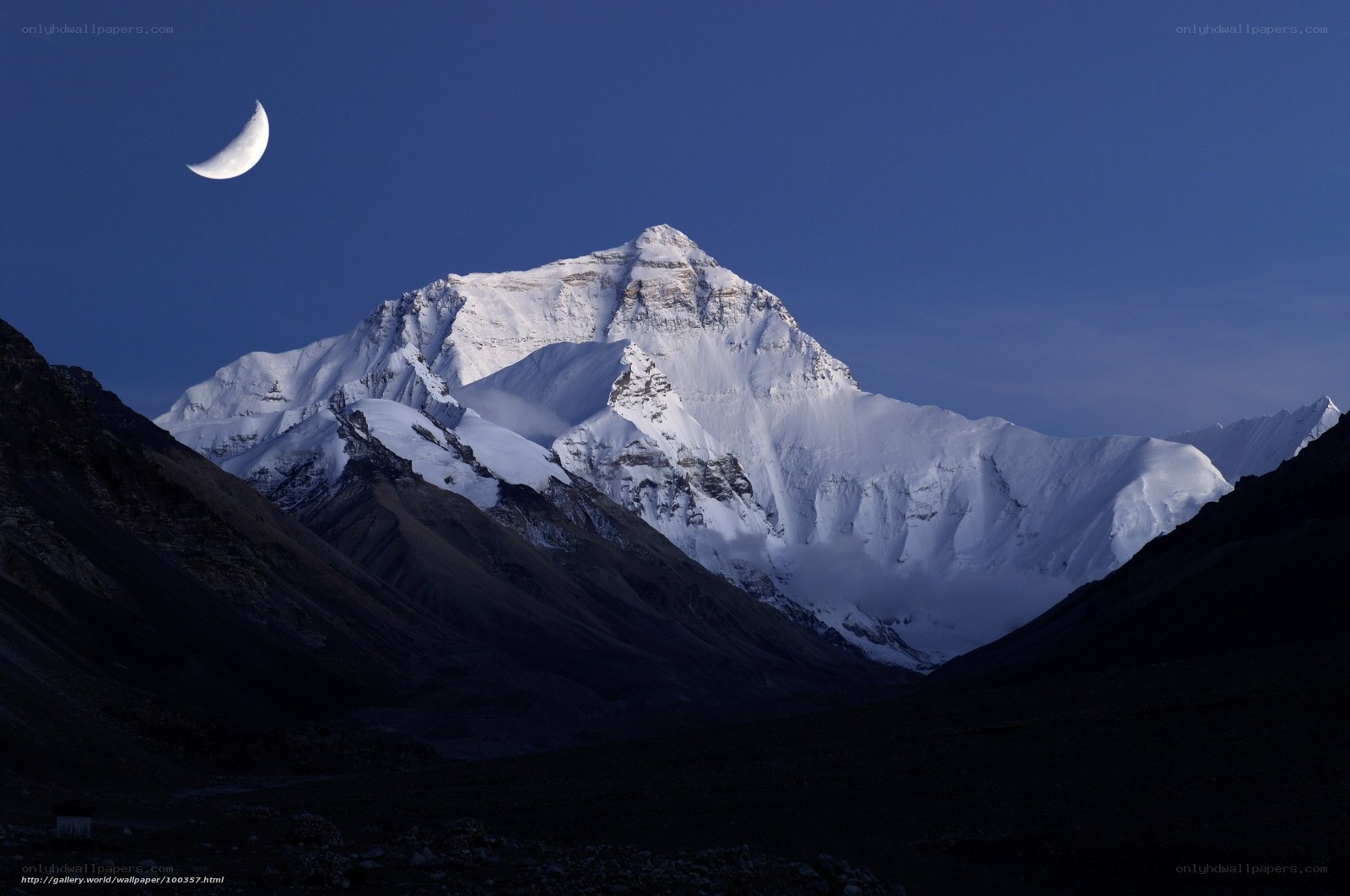 Moon over Mount Everest