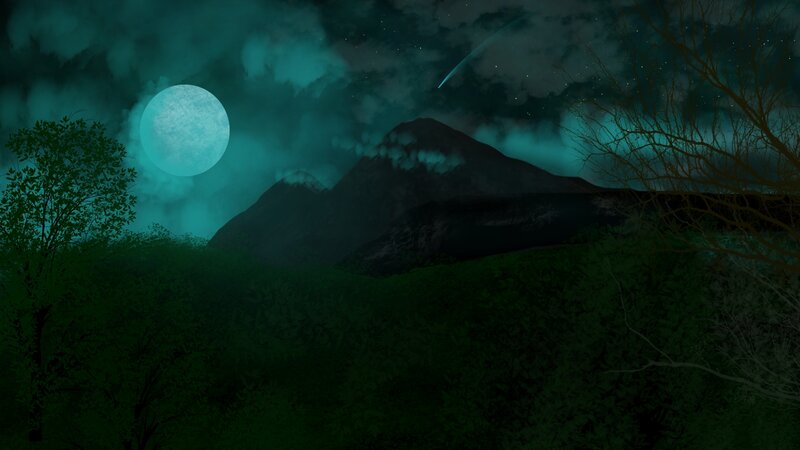 Moon over Mountain — Green