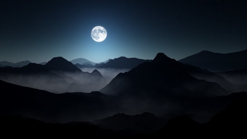 Moon over Mountain Range — Black