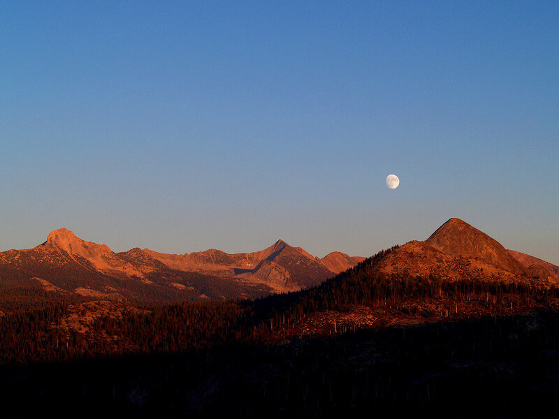 Moon over mountain range