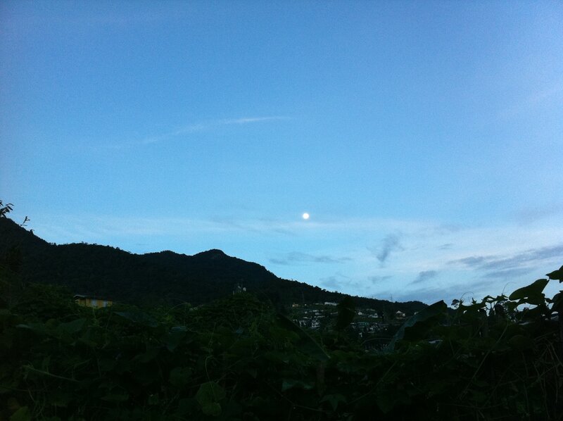 Moon over Mountain Village — Blue