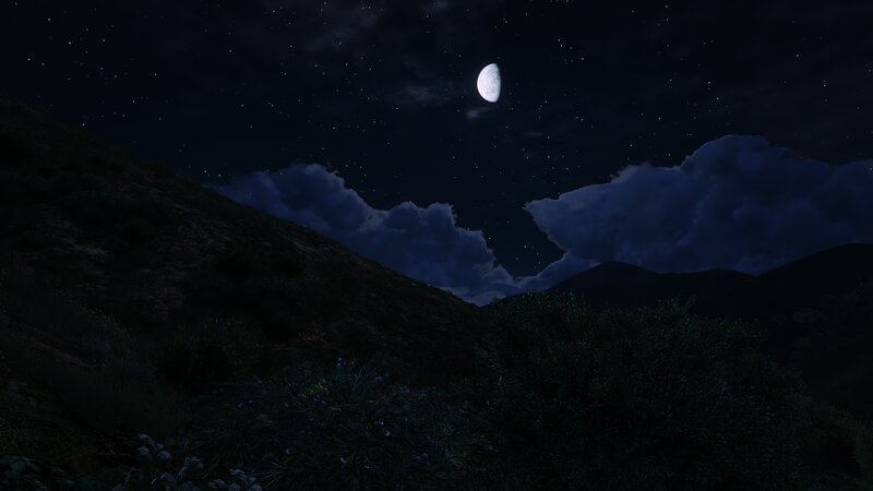 Moon over Mountains — Dark Blue