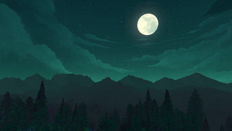 Moon over Mountains — Green