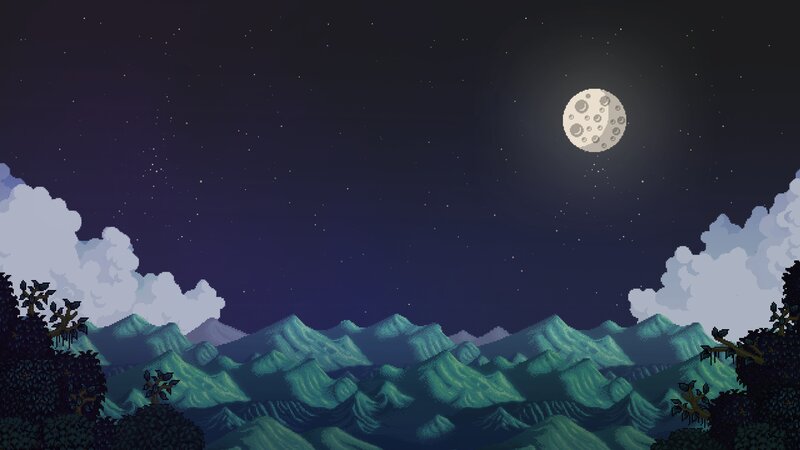 Moon over Mountains — Purple, Serene