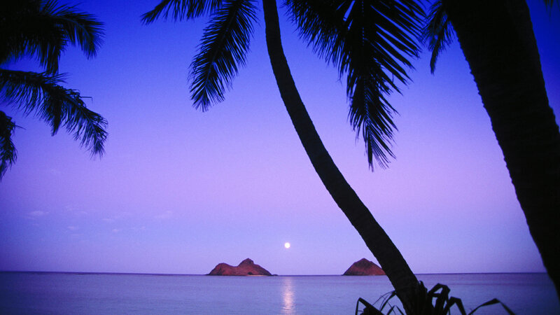 Moon over Ocean at Dusk