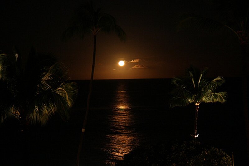 Moon over Ocean — Black, Serene, Night