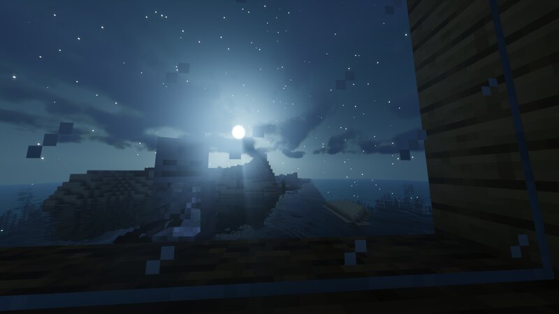 Moon over Ocean — Blue, Serene, Night, 3d Render, Sky