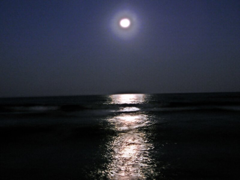 Moon over Ocean — Blue, Serene