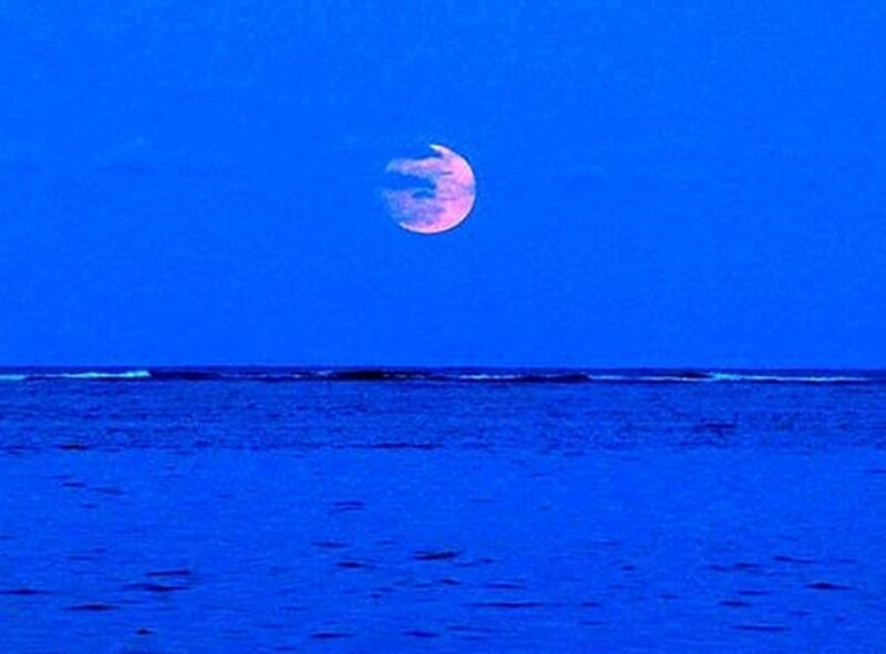 Moon over Ocean — Blue