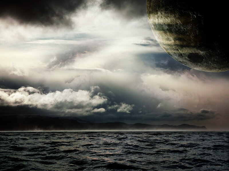 Moon over Ocean — Gray