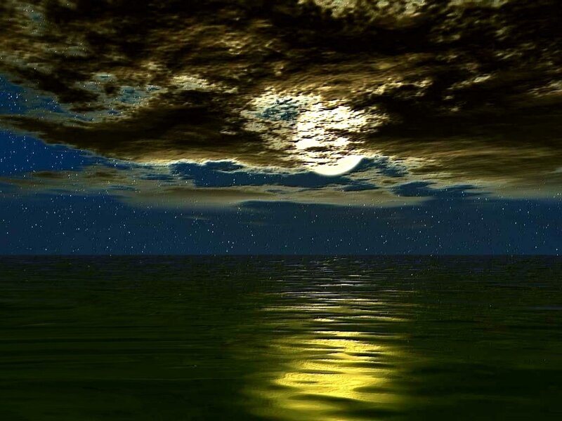 Moon over Ocean — Green