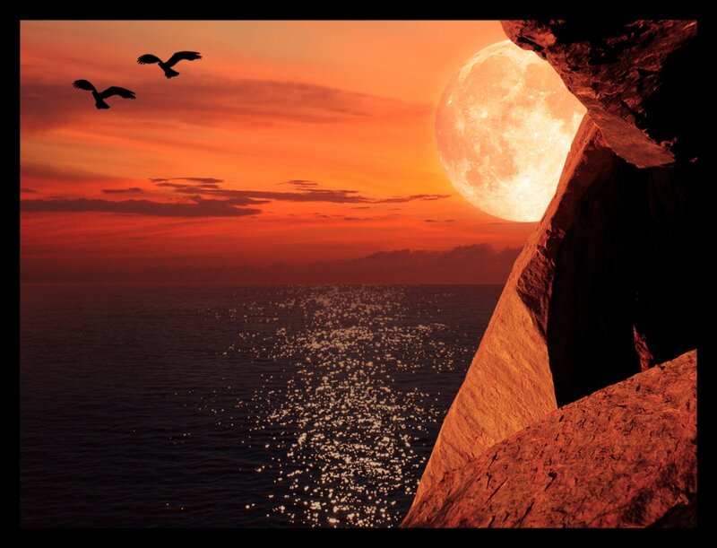 Moon over Ocean — Orange