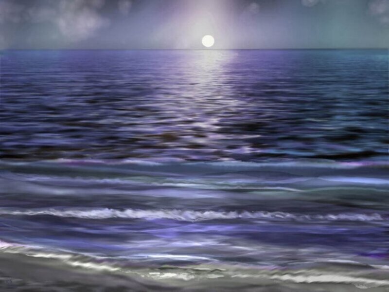 Moon over Ocean — Purple