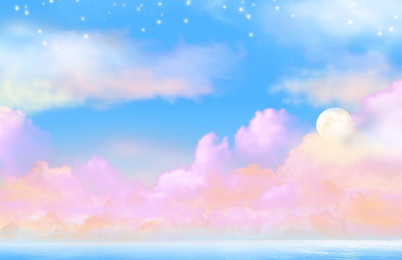 Moon over Pastel Clouds
