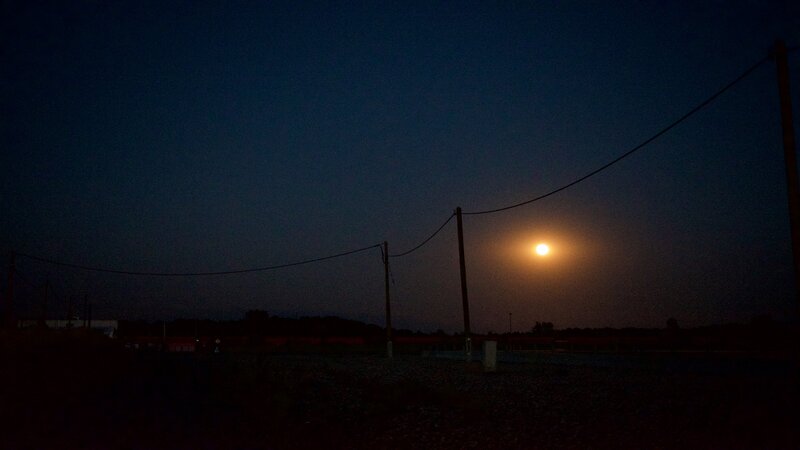 Moon over Power Lines — Black