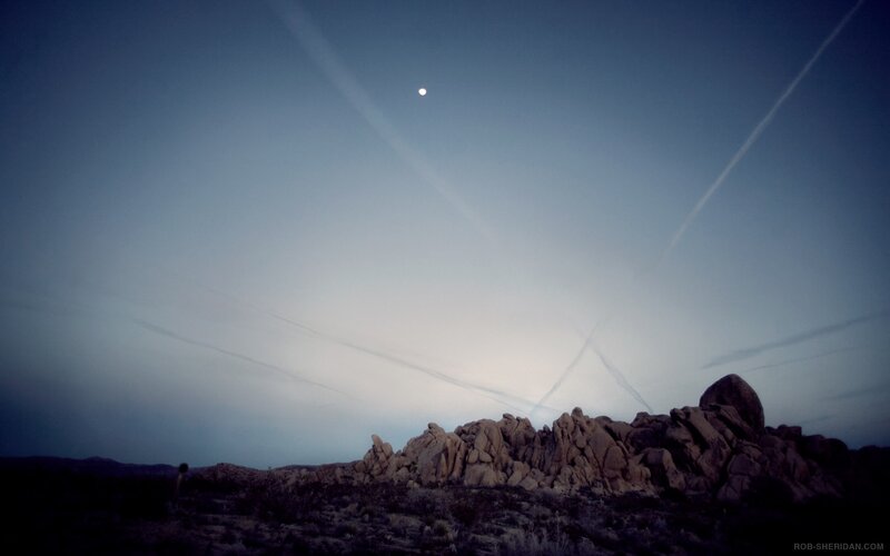 Moon over Rock Formation