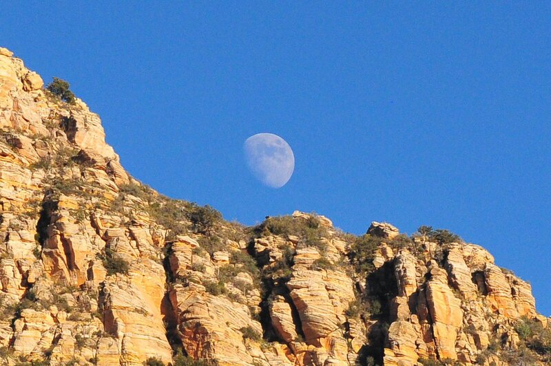 Moon over Rocky Cliff — Blue