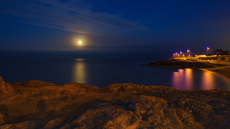 Moon over Rocky Coast
