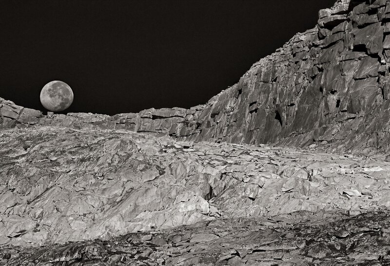 Moon over Rocky Terrain — Black