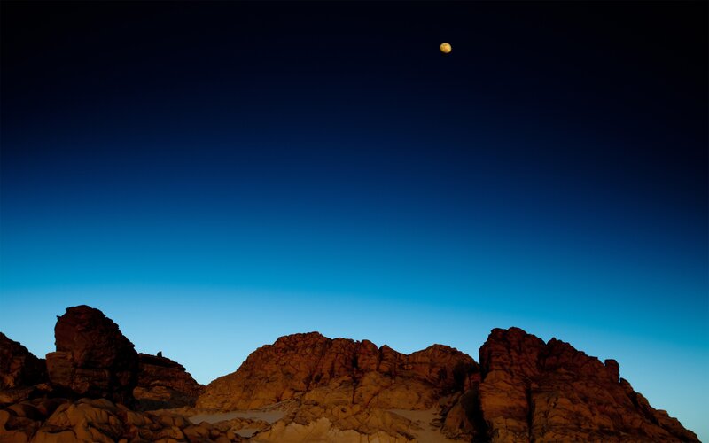Moon over Rocky Terrain — Blue