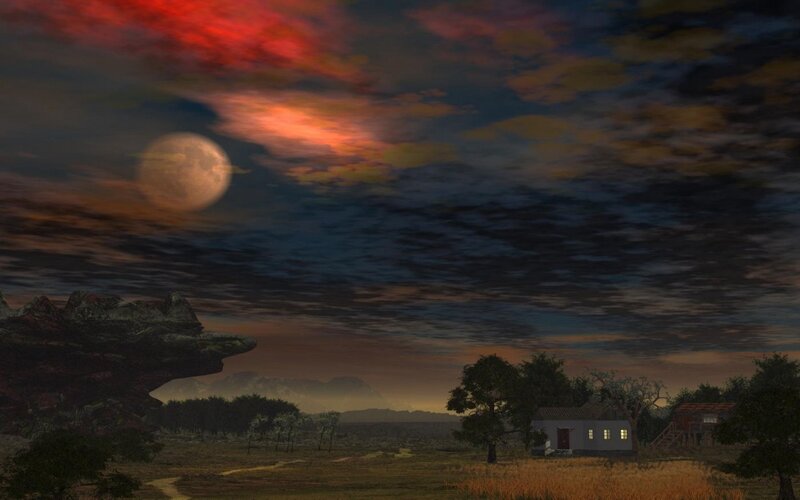 Moon over Rural House