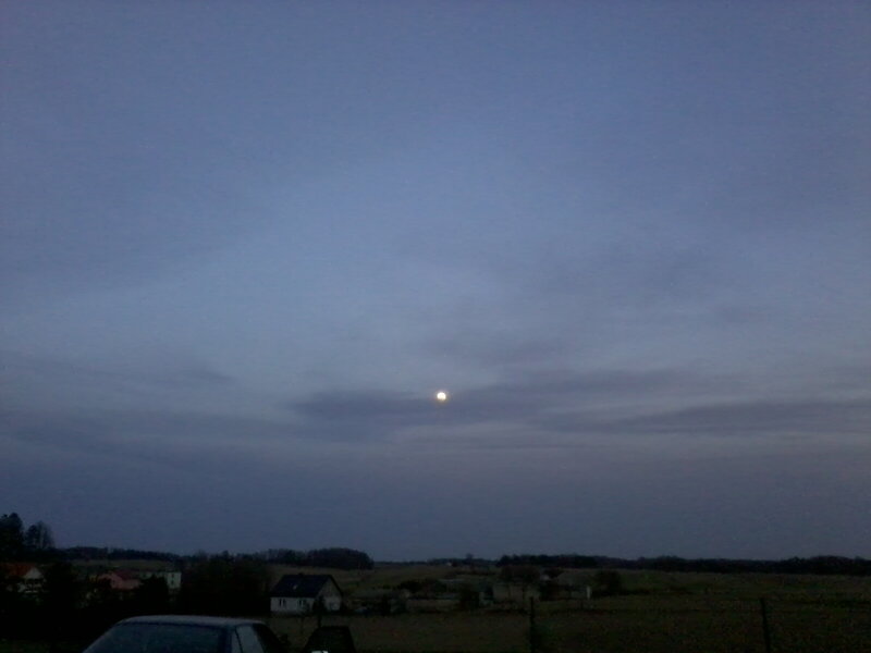 Moon over Rural Landscape — Blue