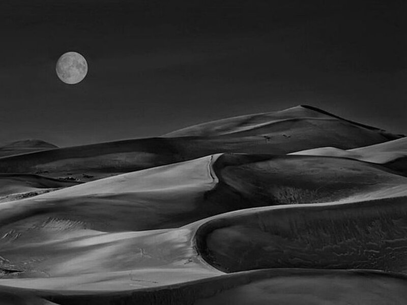 Moon over Sand Dunes — Black