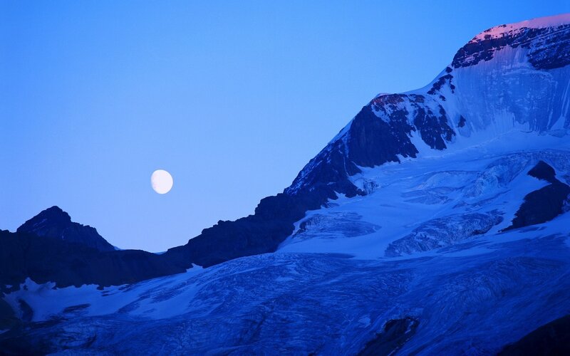 Moon over Snowy Mountain — Blue