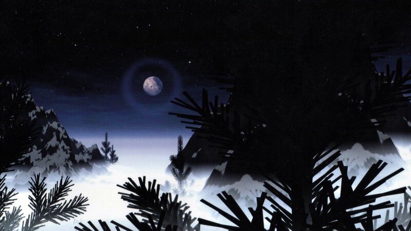 Moon over Snowy Mountains — Black, Serene