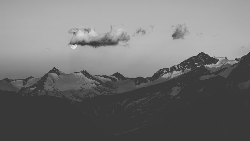 Moon over Snowy Mountains — Black