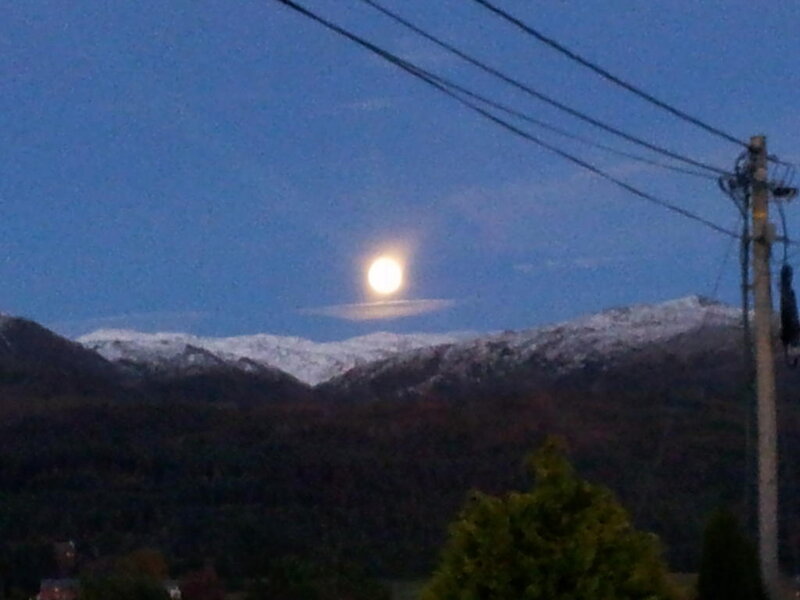 Moon over Snowy Mountains — Blue, Serene