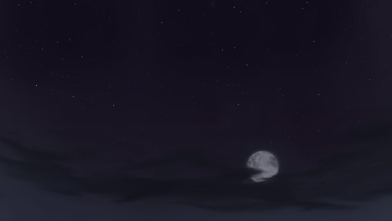 Moon over starry night sky
